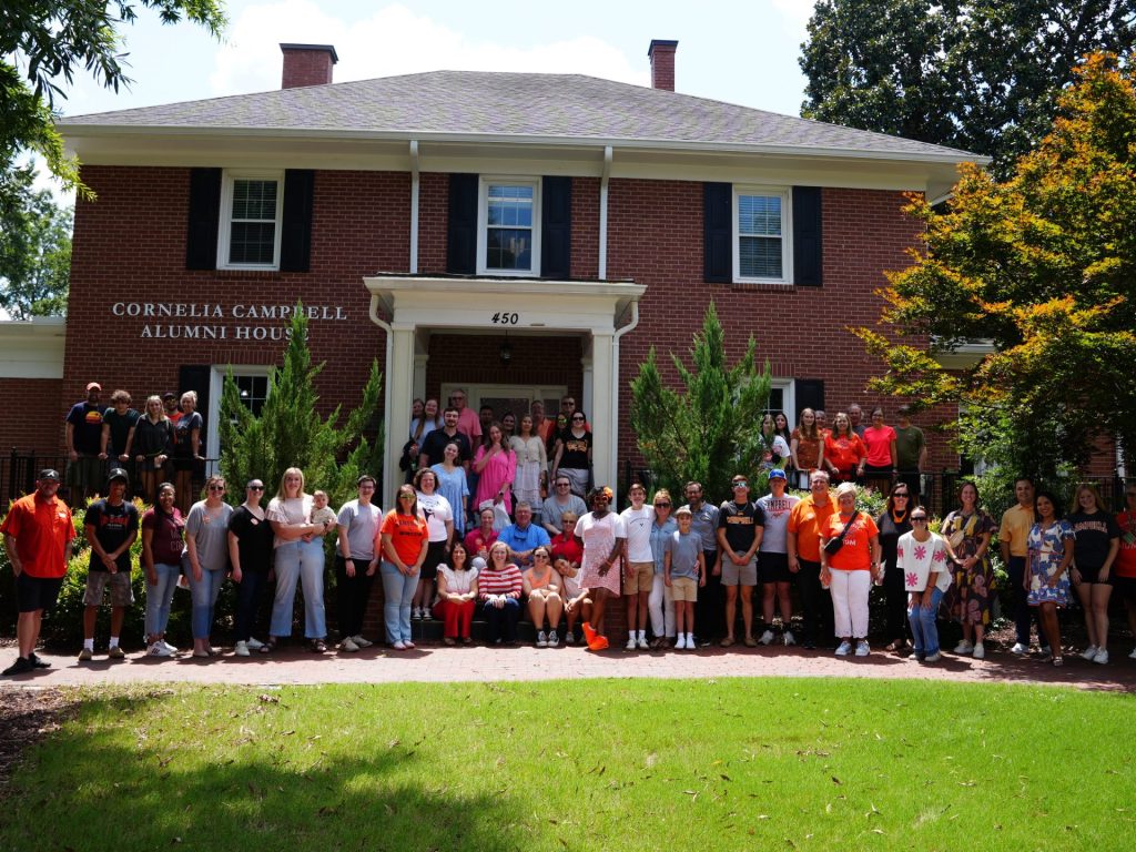 Legacy Luncheon 2025 group outside at the Cornelia Campbell Alumni House